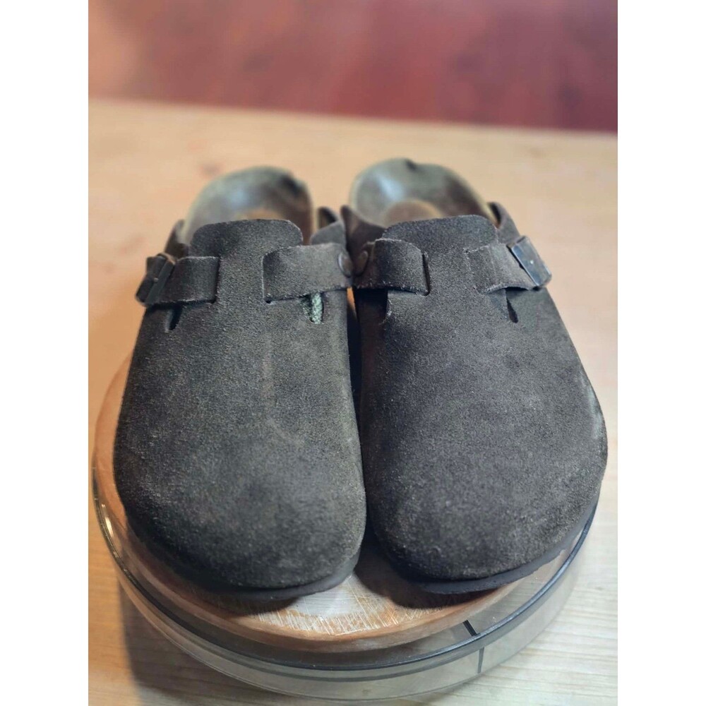 Birkenstock Boston footbed suede mules brown